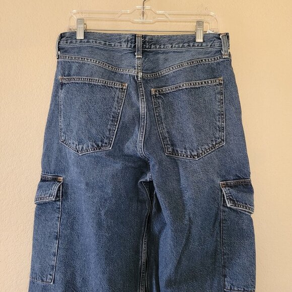 Agolde Jeans Wide Leg Minka Cargo Denim Size 29 Blue High Rise 90s Retro - Picture 10 of 12